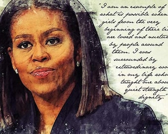 Michelle Obama Poster Strength and Dignity Quote Modern Art Home Decor Print