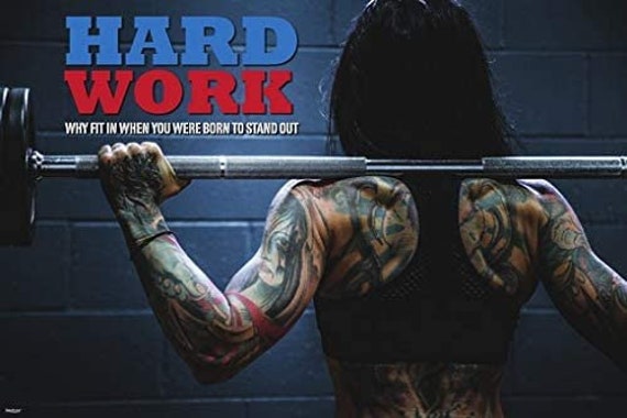 Amazon.com: Tattoo Woman HARD WORK Gym Body Building Fitness Motivation  Inspiration Quote Poster 24x36 Home Decor Print: Posters & Prints