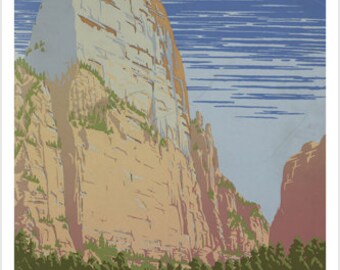 Decorative Retro Art Utah Nature Preserve Zion National Park Vintage Tourism Travel Poster