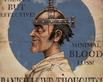 Póster vintage hilarante de trepanación: ¡Destierra los pensamientos lascivos! Lámina artística.