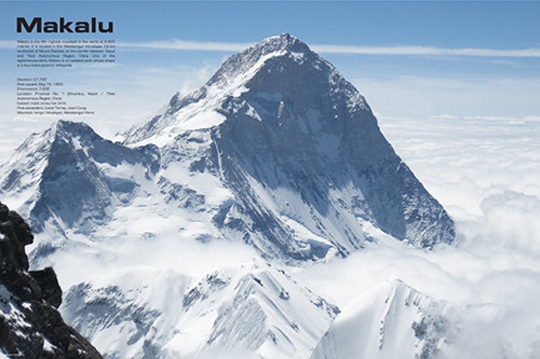 Makalu Nepal and Tibet Himalayas Fifth highest Mountain Pick on Earth Climbing Hiking and Mountaineering Expedition Poster Etsy UK