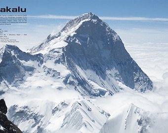 Makalu Nepal and Tibet Himalayas Fifth-Highest Mountain Pick on Earth Climbing Hiking and Mountaineering Expedition Poster