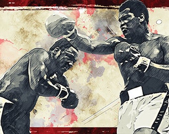 Boxing Legend Most Famous Knock Out Muhammad Ali vs Joe Frazier Thrilla in Manila Modern Art Wall Decor Poster