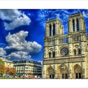 Decorative French Medieval Catholic Church Masterpiece of Gothic Architecture Cathedral Notre Dame De Paris Poster