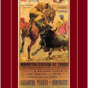 Vintage Spanische Arenas De Barcelona Bullfight Corrida Poster Matador Stier