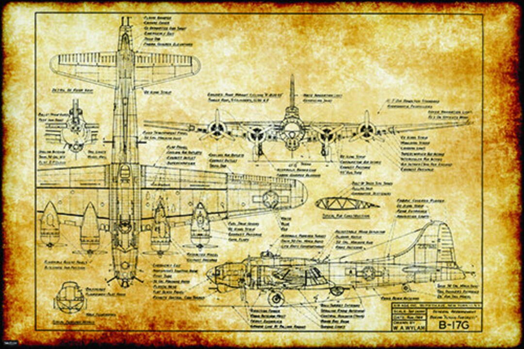 Jierbi B17 Flying Fortress Airplane - Targa in metallo stile retrò