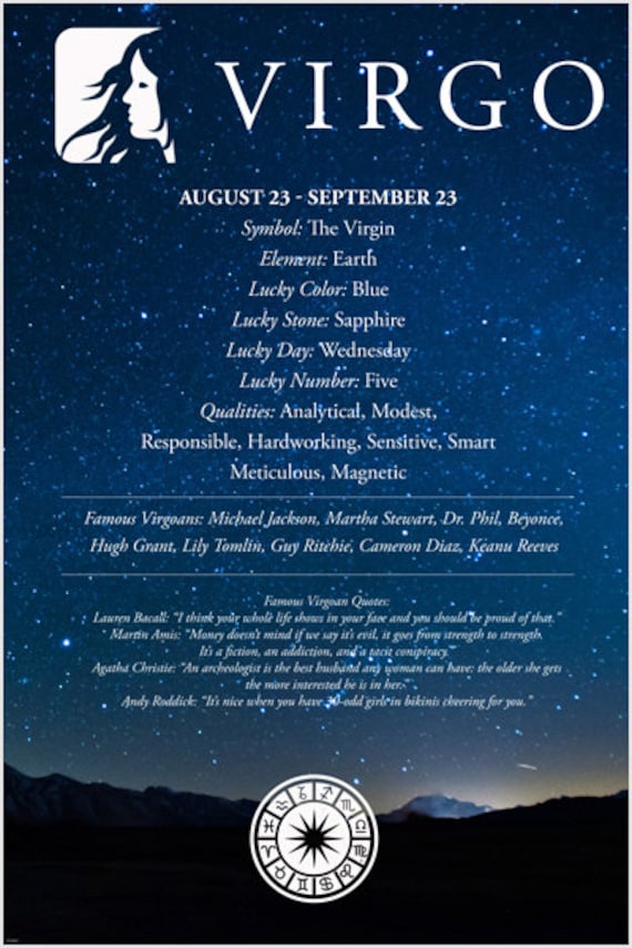 Famous Virgo Earth Sign People Quotes Zodiac Astrological Sign - Etsy