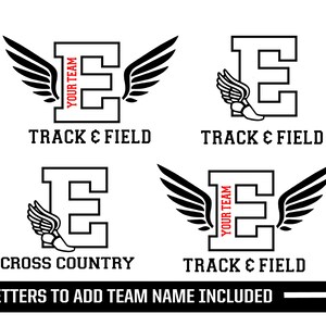 Track and Field SVG Cross Country svg Letter E Download Files Track Wings DXF EPS Studio3 Digital Vinyl Cut Files for Cricut Silhouette