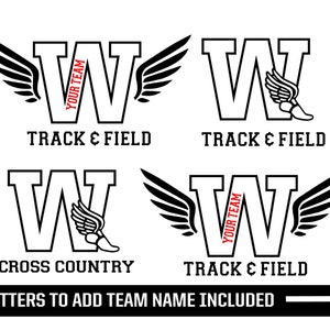 Track and Field SVG Cross Country svg Letter W Download Files Track Wings DXF EPS Studio3 Digital Vinyl Cut Files for Cricut Silhouette