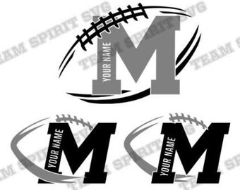 Football SVG png- Add Your Football Name to the Letter M with Alphabet- DXF EPS Studio3 files- Football Outline Digital Cut Files for Cricut