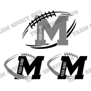 Football SVG png- Add Your Football Name to the Letter M with Alphabet- DXF EPS Studio3 files- Football Outline Digital Cut Files for Cricut