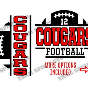 Cougar Football SVG Download File Football Family Shirt Design DXF EPS files Cougars Football Digital Vinyl Cut Files for Cricut Silhouette