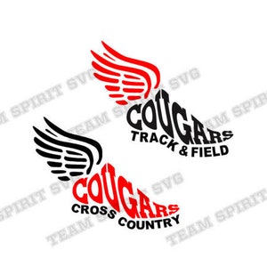 Cougars Track and Field SVG Track Shoe DXF Cross Country EPS Silhouette Studio Vinyl Cutting Files, Digital Cut Files for Cricut, Silhouette