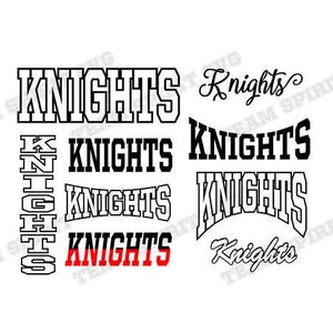 Knights Mascot Name SVG Download Knight Mascot, DXF, EPS, Silhouette Studio, Vinyl Digital Cut Files -Use with Cricut and Silhouette