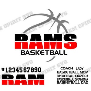 Rams Basketball SVG Basketball Outline Download File DXF, EPS, png Silhouette Studio Basketball Mom Digital Cut Files for Cricut, Silhouette