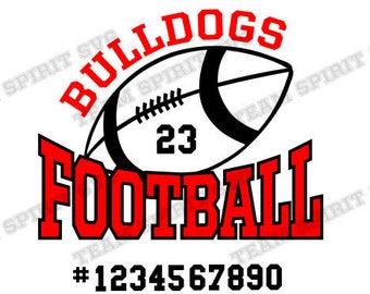 Bulldogs fotboll SVG fotboll nedladdningsfil DXF EPS studio3 Bulldog fotbollströja design digitala vinyl klippfiler för Cricut och Silhouette