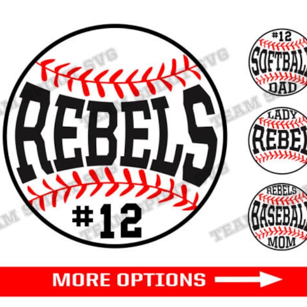 Rebels Baseball SVG Baseball Laces Download Files dxf, eps Silhouette Studio, Softball Mom Digital Vinyl Cut File for Cricut, Silhouette