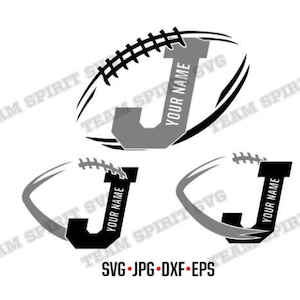 Fútbol SVG personalizado su equipo de fútbol Descargar archivos carta J con alfabeto DXF EPS Studio3 Fútbol Esquema Digital Archivos de corte para Cricut