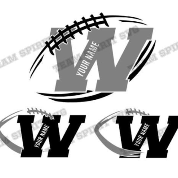 Football SVG Custom Your Football Team Download Files Letter W with Alphabet DXF EPS Studio3 Football Outline Digital Cut Files for Cricut