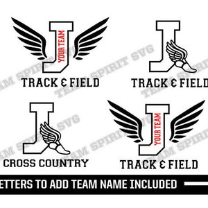 Pista y campo SVG Cross Country svg Carta J Descargar Archivos Track Wings DXF EPS Studio3 Digital Vinyl Cut Files for Cricut Silhouette