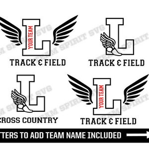 Pista y campo SVG Cross Country svg Carta L Descargar archivos Track Wings DXF EPS Studio3 Digital Vinyl Cut Files for Cricut Silhouette