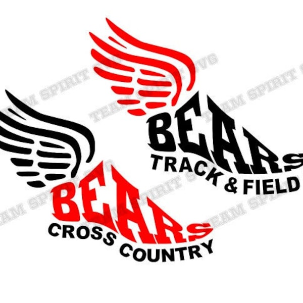 Bears Cross Country SVG Track and Field Download File DXF, EPS, Silhouette Studio, Vinyl Digital Cut Files -Use with Cricut, Silhouette