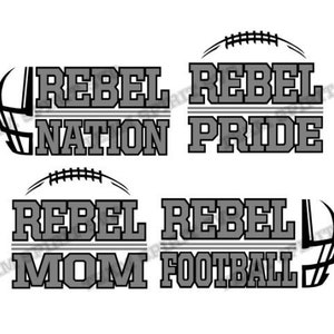 Rebel Football SVG Football Helmet svg Download Files DXF, EPS, Silhouette Studio, Football Design Digital Cut File for Cricut Silhouette