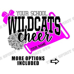 Wildcats Cheer SVG Cheer Mom Download File DXF EPS Silhouette Studio, Megaphone Cheerleader Digital Vinyl Cut Files for Cricut , Silhouette