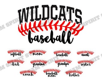 Wildcats Baseball svg Softball Laces Download File Baseball Mom SVG DXF EPS Silhouette Studio, Digital Vinyl Cut File for Cricut, Silhouette