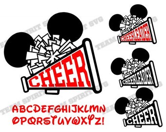 Mickey Mouse Cheer SVG, Cheerleader, Cheerleading Disney Font - DXF, EPS, Silhouette Studio, Digital Cut Files -Use with Cricut and more