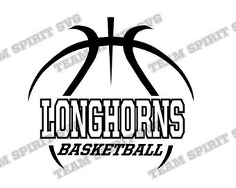 Basketball SVG Longhorns Basketball Outline Download Files DXF, EPS, Silhouette Studio, Vinyl Digital Cut Files Use with Cricut Silhouette