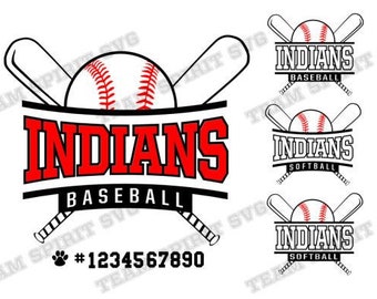 Indians Baseball SVG Indians Baseball Bat Download Files dxf eps Silhouette Studio, Baseball Digital Vinyl Cut File for Cricut, Silhouette