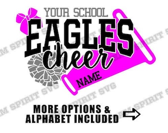 Eagles Cheer SVG Cheerleader svg Download Files Cheer Mom svg Cheerleading svg DXF EPS Stuio3 Cheer Bow Digital Cut File  Cricut, Silhouette