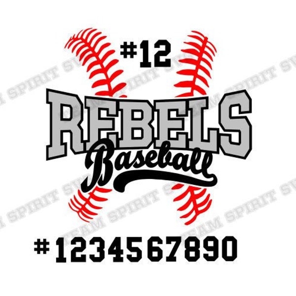 Baseball SVG Rebels svg Baseball Laces Download Files dxf eps Silhouette Studio Baseball Stitch Digital Vinyl Cut File for Cricut Silhouette