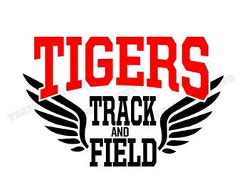 Tigers Track and Field Wings Download Files - SVG, DXF, EPS, Silhouette Studio, Vinyl Digital Cut Files -Use with Cricut and Silhouette