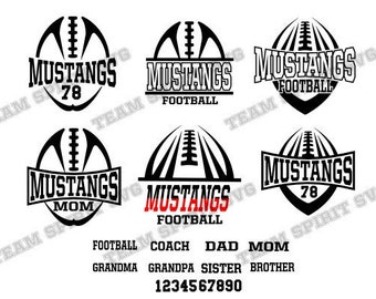 Mustangs Football SVG Bundle Football Pack Download Files DXF, EPS, Silhouette Studio, Vinyl Digital Cut Files Use with Cricut, Silhouette