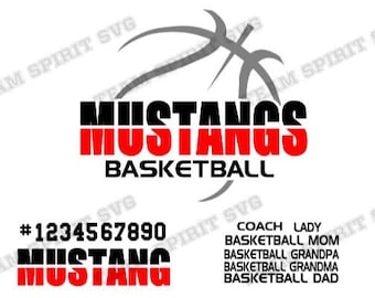 Mustang Basketball SVG Basketball Outline Download File DXF EPS png Silhouette Studio Basketball Mom Digital Cut File for Cricut Silhouette