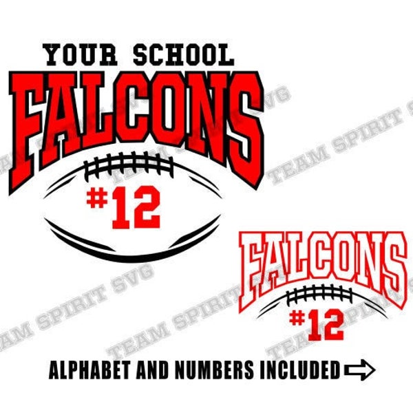 Falcon Football SVG Football Outline with Numbers Download Files DXF, EPS Silhouette Studio Digital Vinyl Cut Files for Cricut Silhouette