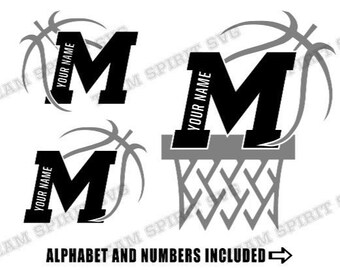 Baloncesto SVG Baloncesto Carta M Descargar Archivo Baloncesto Net EPS png Silhouette Studio Vinilo Archivo de Corte Digital para Cricut Silhouette