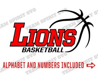 Lions Basketball SVG Basketball Outline Download File DXF, EPS, Silhouette Studio,  Lion Basketball Digital Cut Files for Cricut, Silhouette