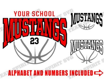Mustang Basketball SVG Basketball Download File DXF EPS png Studio3 Basketball Team Shirt Design Digital Cut File for Cricut Silhouette