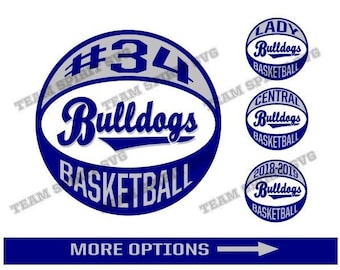 Basketball SVG Bulldogs Basketball Outline Download Files DXF, EPS, Silhouette Studio, Vinyl, Digital Cut Files -Use with Cricut, Silhouette