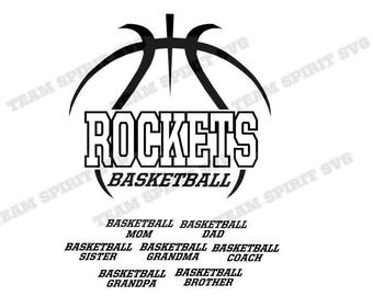 Rockets Basketball Outline Mom Download Files - SVG, DXF, EPS, Silhouette Studio, Vinyl / Digital Cut Files -Use with Cricut and Silhouette