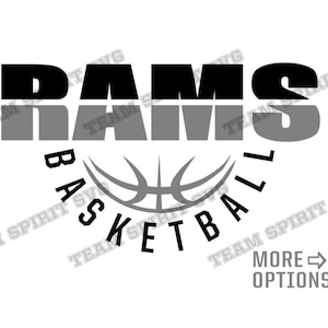 Rams Basketball SVG Basketball Team Shirt Design Download File DXF EPS png Studio3 Basketball Outline Digital Cut File for Cricut Silhouette