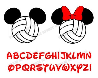 Mickey Mouse Volleyball SVG, Minnie Volleyball, Disney Font - DXF, EPS, Silhouette Studio, Digital Cut Files -Use with Cricut and more