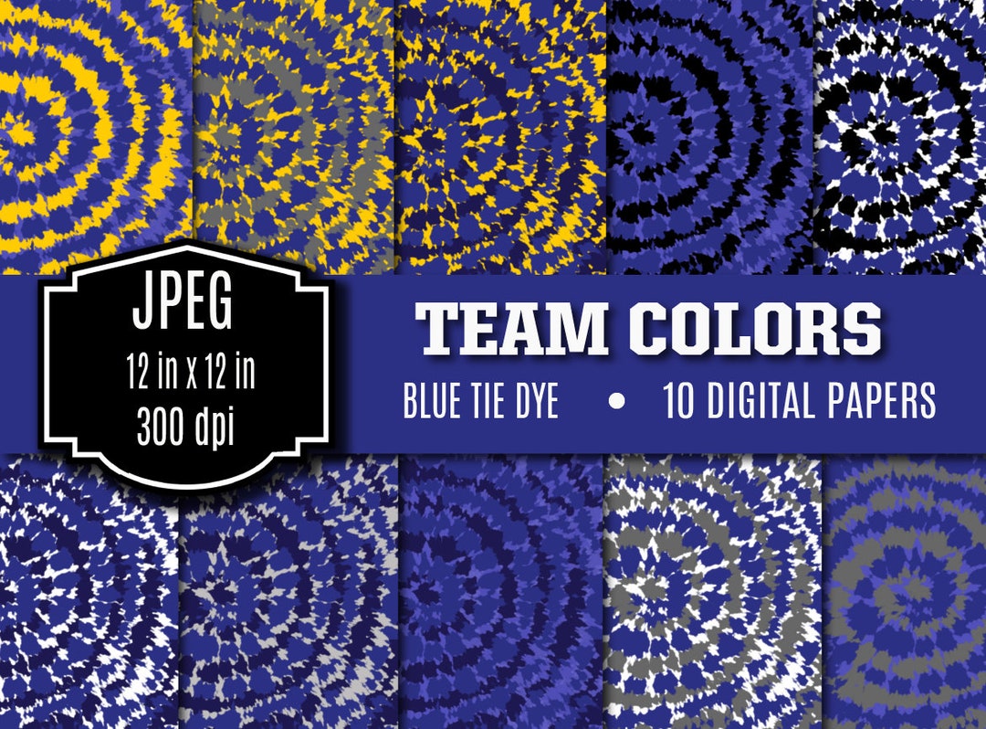 Printed Paper Color:blue Tie Dye Digital Paper Team Colors Blue and Yellow JPEG 300 Dpi Team Tie ...