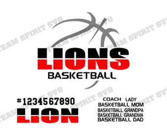 Lion Basketball SVG Basketball Outline Download File DXF EPS png Silhouette Studio, Basketball Mom Digital Cut Files for Cricut, Silhouette