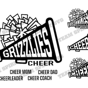Grizzlies Cheer Megaphone SVG Cheer Mom Download File DXF, EPS, Silhouette Studio Cheerleader Digital Vinyl Cut Files for Cricut. Silhouette