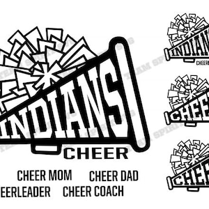 Indians Cheer Megaphone SVG Download Files - Cheerleading DXF, EPS, Silhouette Studio, Vinyl Digital Cut Files -Use with Cricut, Silhouette