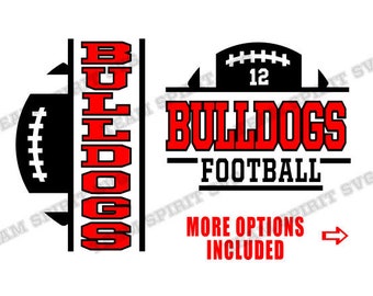 Bulldogs fotboll SVG fotbollstränare nedladdningsfil DXF, EPS, studio3 fotbollströja design digitala vinyl klippfiler för Cricut och Silhouette